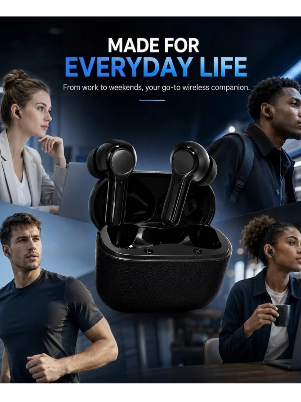 Amazon True Wireless Bluetooth Earbuds in Black with Charging Case